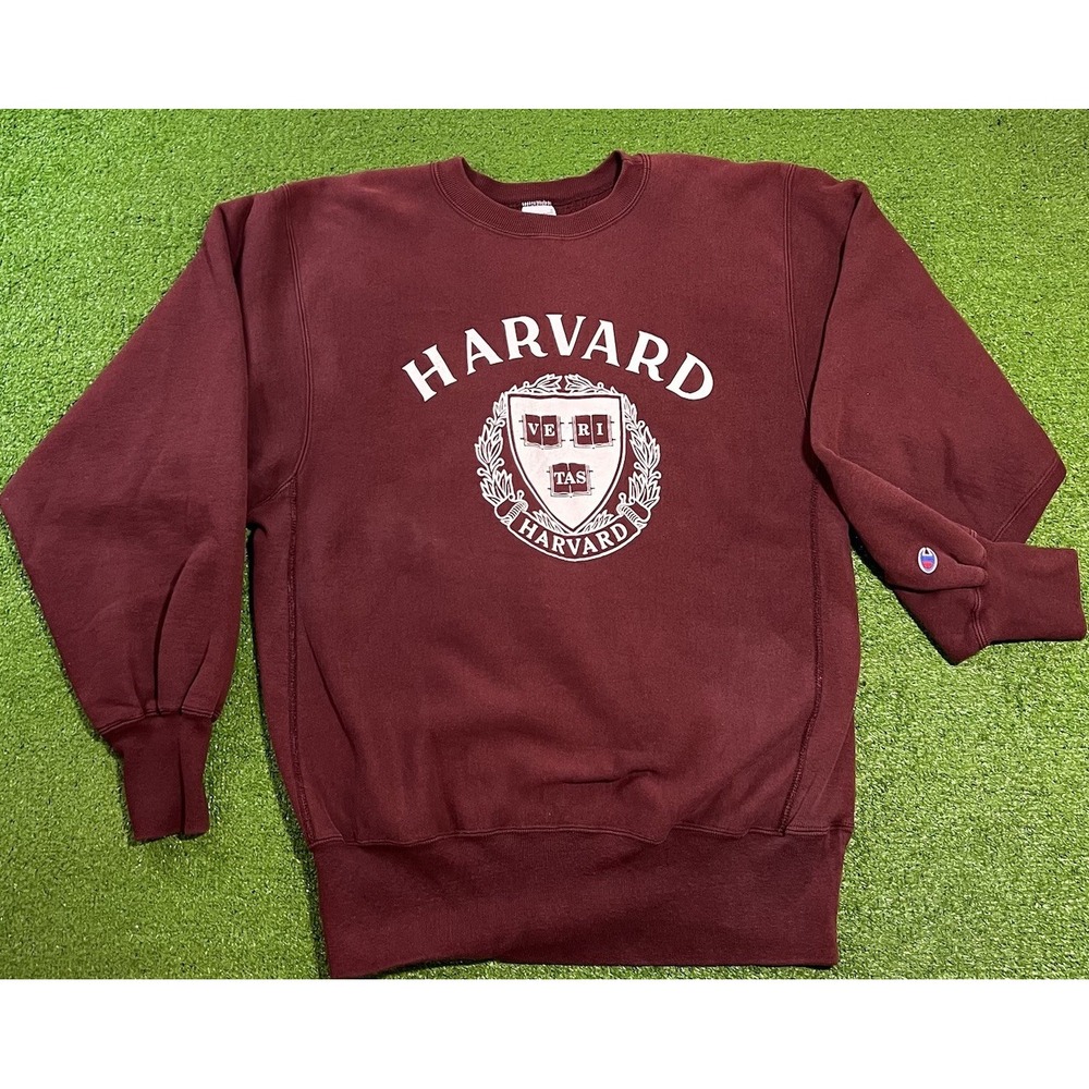 Vintage Harvard crest Sweatshirt XL Crimson Champion Reverse Weave‎ USA MADE